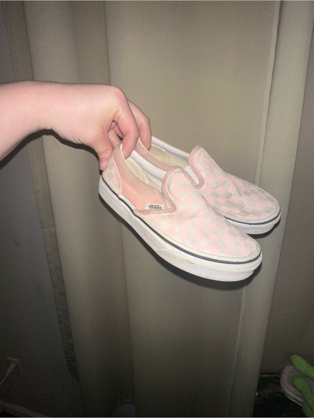 Vans Kids Classic Slip-On Checkerboard Pink Sneakers size 1